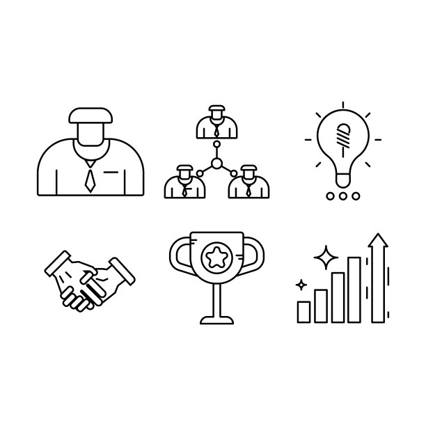 白色背景上的商业细线图标集图片下载