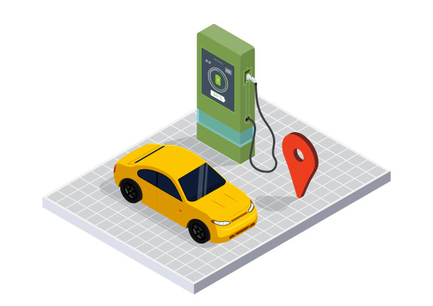 充电站矢量网页横幅模板。等距电动充电点。插画家向量。图片下载