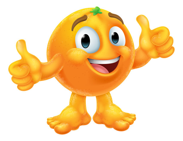 橘子水果卡通表情符号吉祥物图标图片下载