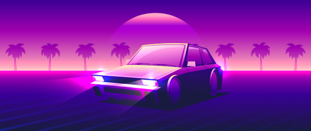 黄昏的风景，孤立的汽车。图片下载