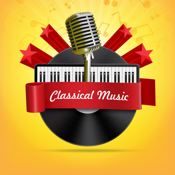 背景与复古麦克风与乙烯基图片下载