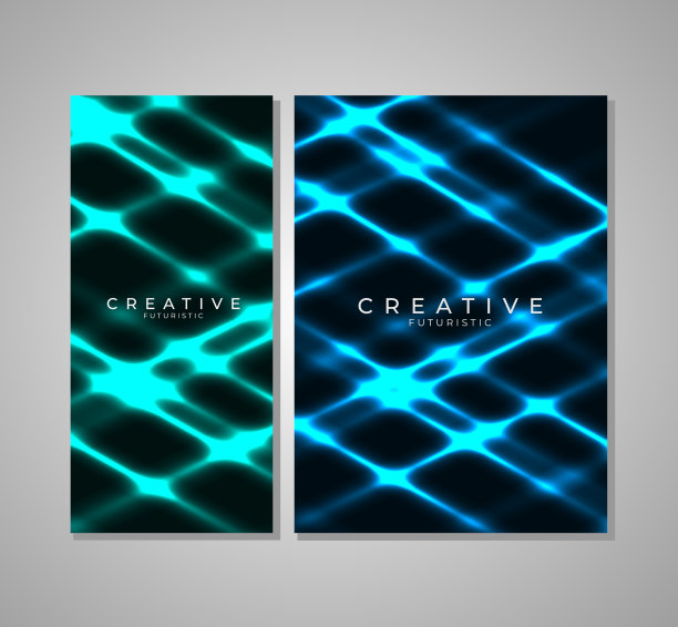 灯光效果背景的创意未来几何透视设计。抽象的未来和科技背景，抽象的艺术壁纸。图片下载