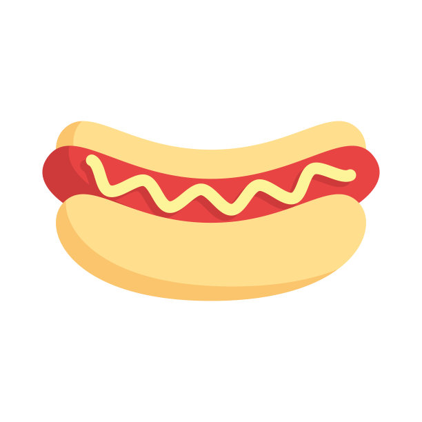热狗或快餐扁平风格的图标。美味的热狗矢量插图。图片下载