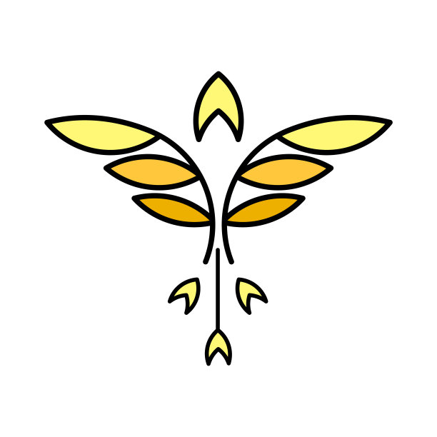 剪影的鸟和叶子标志图标图片下载