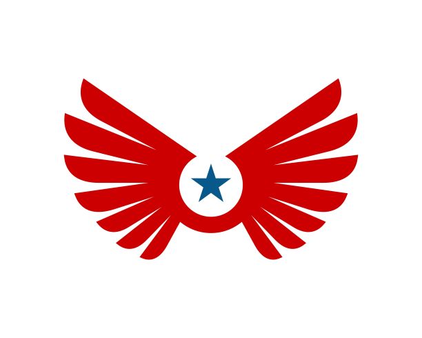 红色的翅膀，中间是蓝色的星星图片下载