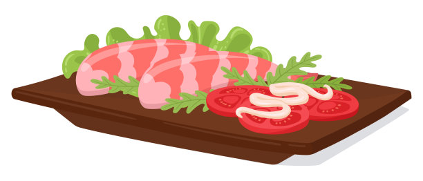 卡通虾菜。日本海鲜，传统亚洲美食平面矢量插图在白色背景图片下载