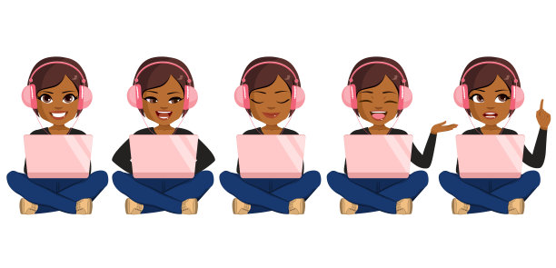 美女用电脑手势图片下载