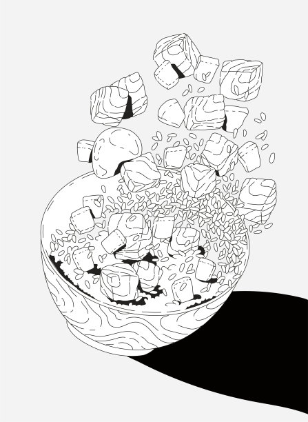 蔬菜三文鱼碗图片下载