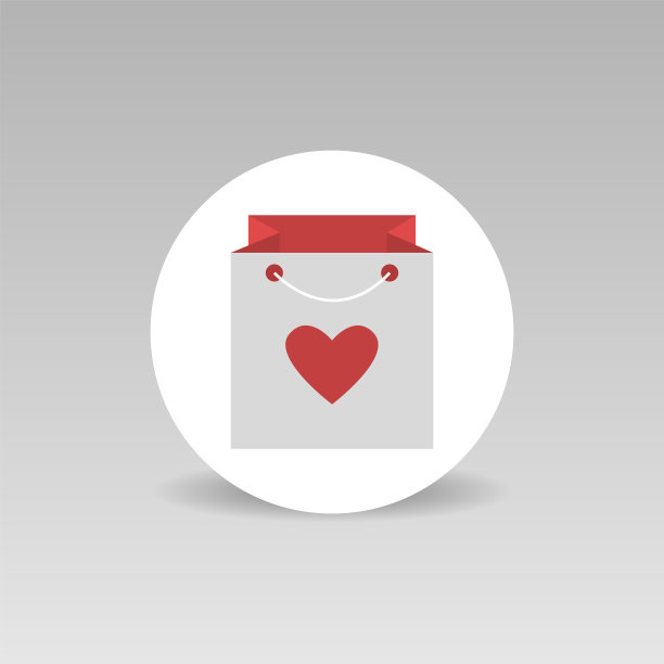 包上有红心圆形矢量图标情人节快乐图片下载