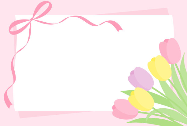 矢量背景与一束郁金香和白色卡片的横幅，卡片，传单，社交媒体壁纸等。图片下载