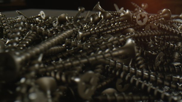 一大堆长长的黑色螺丝-靠近图片下载