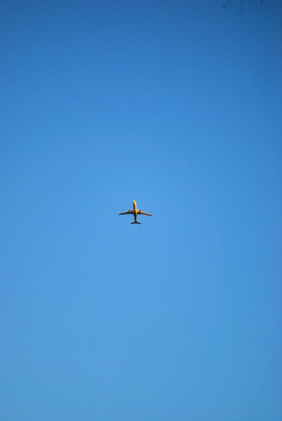 白色的飞机在蓝色的天空中飞行图片下载