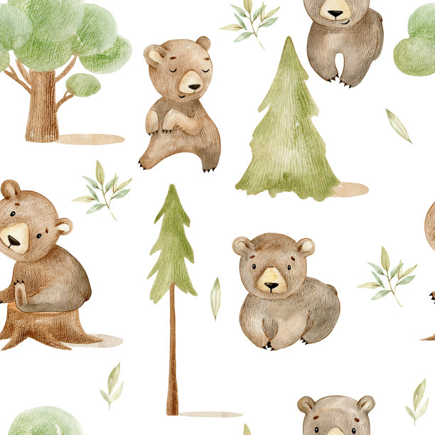无缝模式与熊。图片下载