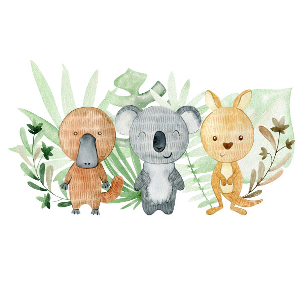 水彩画澳大利亚构图。图片下载