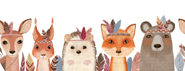 波西米亚林地动物。图片下载