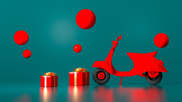 摩托车及礼盒图片下载