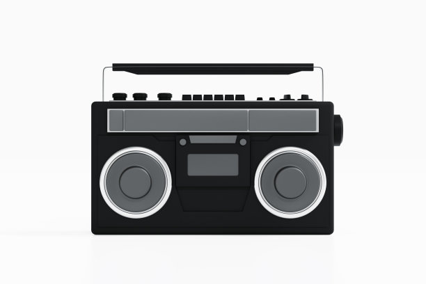 收音机音乐boombox复古磁带录音机，3d渲染。图片下载