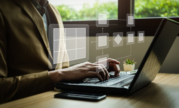 业务流程和用流程图自动化工作流程业务流程管理，业务层次结构位置顺序和算法与计算机屏幕上的流程图的关系图片下载