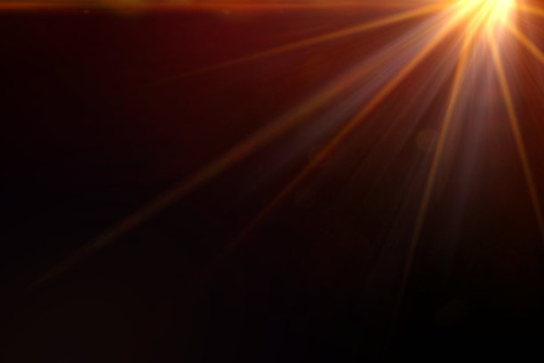 数字太阳光线渲染隔离在黑色背景叠加设计或屏幕混合照片编辑图片下载
