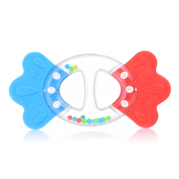 塑料彩色婴儿拨浪鼓孤立在白色背景。给孩子的明亮的拨浪鼓。能集中注意力的玩具图片下载