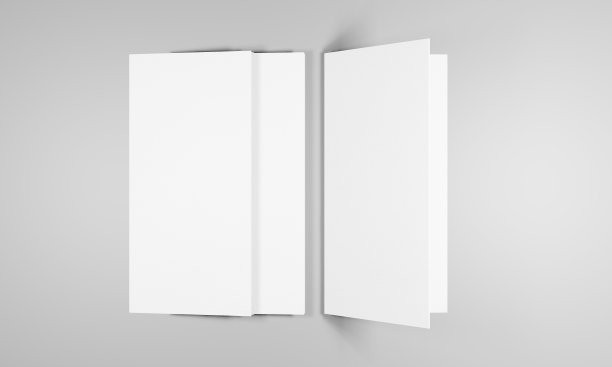 空白人像纸模型。小册子杂志，白色多变的背景/纸张孤立在灰色。对你的商业模型有好处图片下载