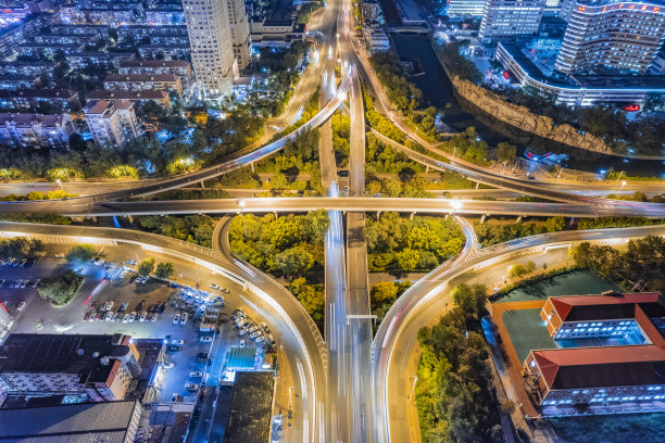 中国天津城市立交桥的航拍图片下载