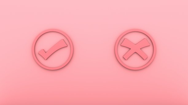 真，假，成功，失败，接受信息标志平坦。三维渲染图片下载