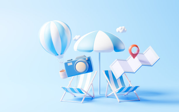 卡通风格沙滩椅，3d渲染。图片下载