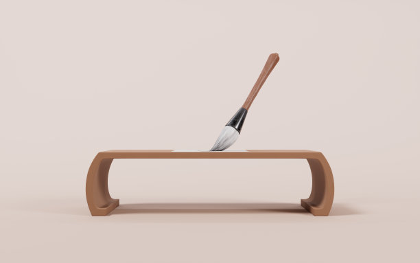 中国古代毛笔，3d渲染。图片下载