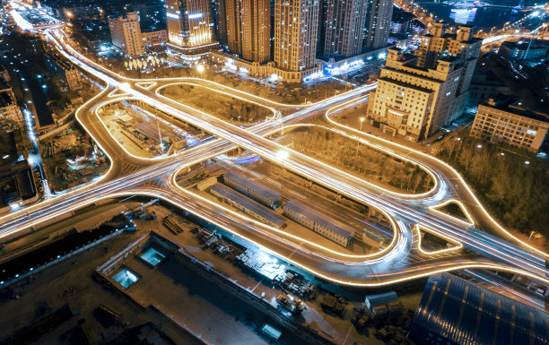 中国天津城市立交桥的航拍图片下载