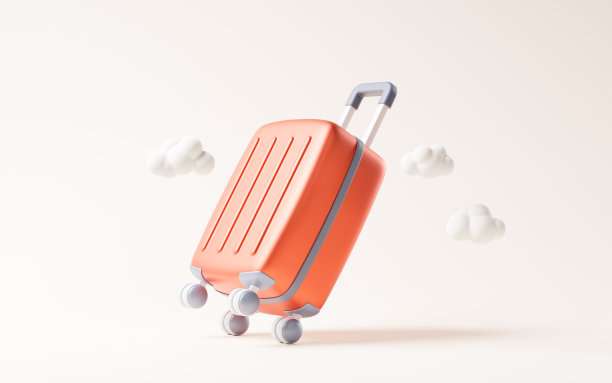 旅行主题卡通风格箱包，3d渲染。图片下载