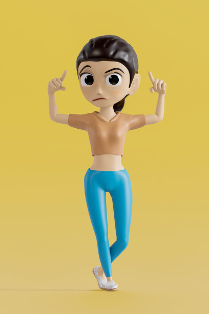 有吸引力的强大的卡通人物女人在黑色运动服运行孤立的白色背景。三维渲染插图图片下载