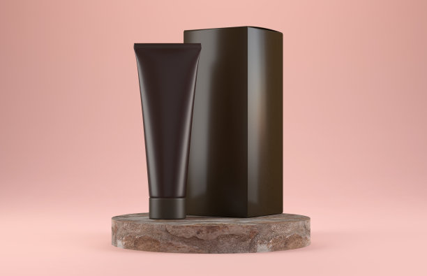 琥珀化妆品管包装上的大理石讲台图片下载