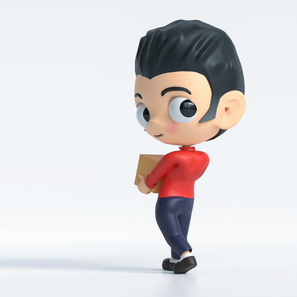 3d人拿着纸箱颜色图标。三维渲染插图。图片下载