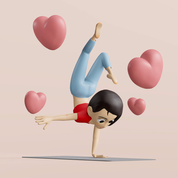 一个有手机背景的运动女孩。三维插图绘制图片下载