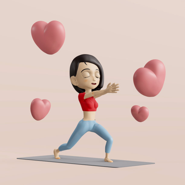 一个有手机背景的运动女孩。三维插图绘制图片下载