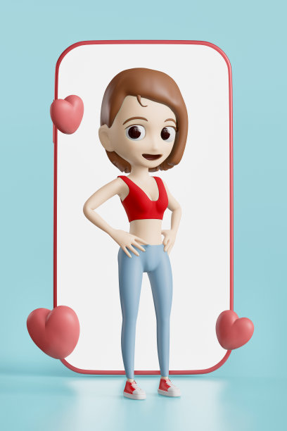 3d运动的女人，插图孤立的粉红色背景图片下载