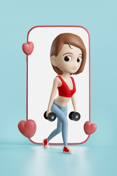 3d运动的女人，插图孤立的粉红色背景图片下载