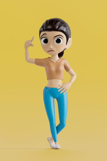 有吸引力的强大的卡通人物女人在黑色运动服运行孤立的白色背景。三维渲染插图图片下载