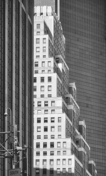 纽约曼哈顿多样化建筑的单色照片图片下载