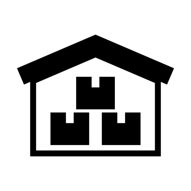 物流仓库和纸板剪影图标。向量。图片下载