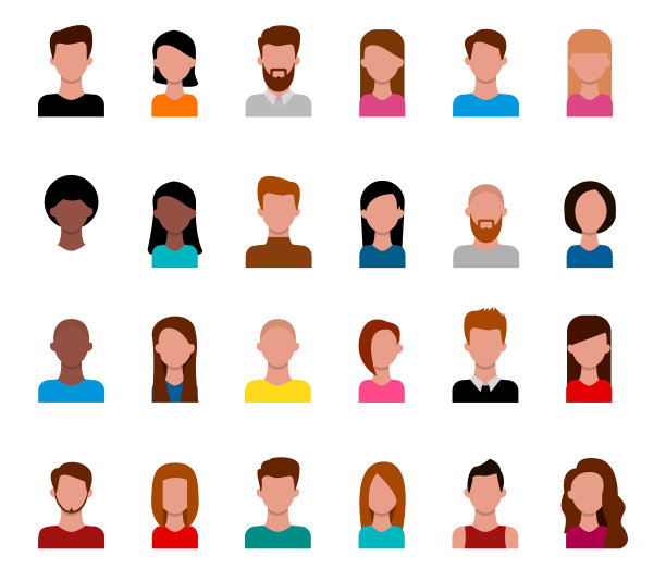 男人和女人剪影图标。《阿凡达》。矢量插图。图片下载