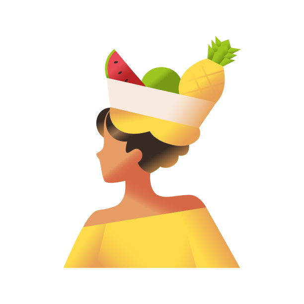 哥伦比亚妇女，头上戴着水果篮图片下载