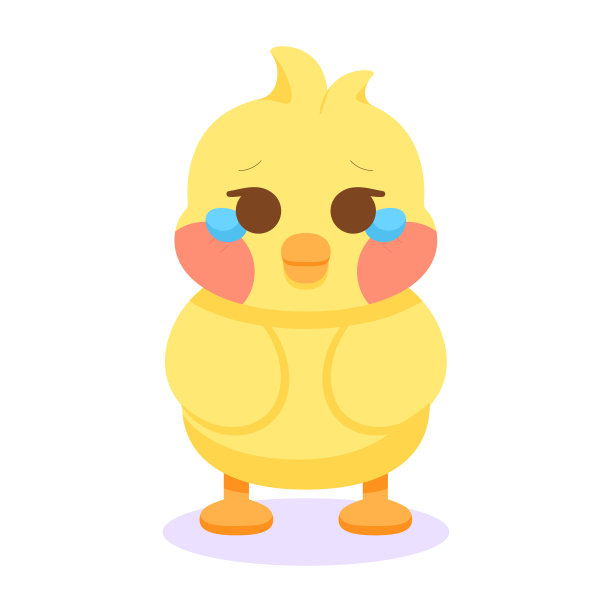 孤立的悲伤小鸡卡通人物矢量图片下载