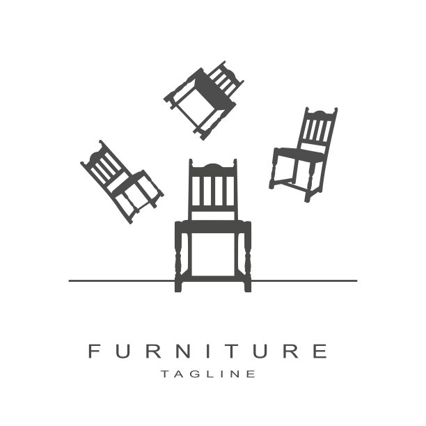 椅子、凳子在白色背景上随意落下、飞舞。工作场所的座椅可以在零重力下悬浮。价格下跌，家居家具销售。创意广告品牌推广。图片下载