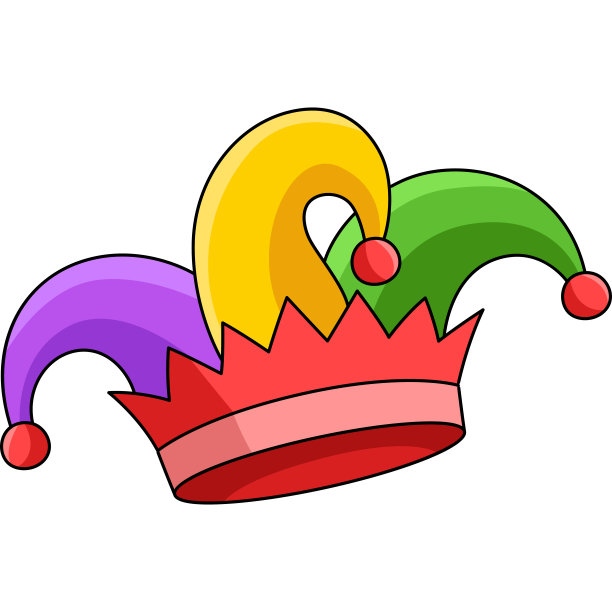 狂欢节小丑帽子卡通彩色剪纸图片下载