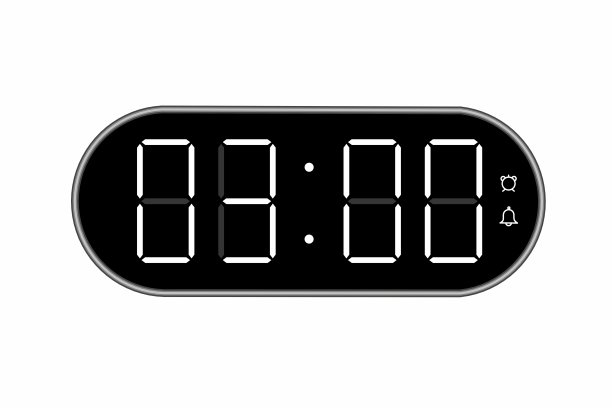 数字时钟显示03.00的矢量平面插图。图片下载