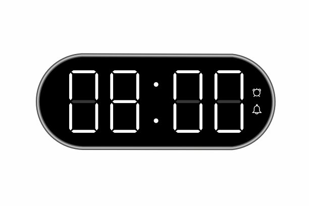 数字时钟显示08.00的矢量平面插图。图片下载