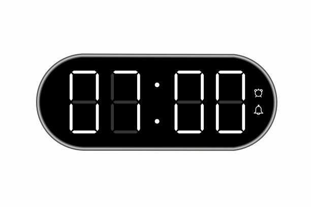 数字时钟显示07.00的矢量平面插图。图片下载