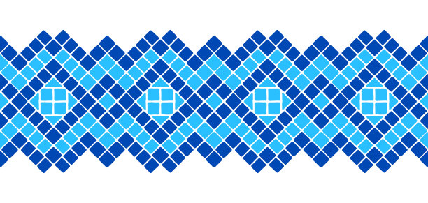 古代几何马赛克无缝边界。装饰古色古香的石材饰品。图片下载